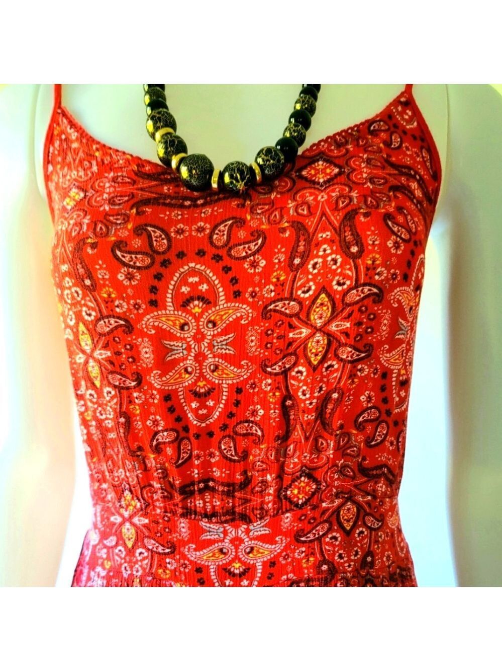 No Boundaries Red Paisley Boho Romper/Jumpsuit